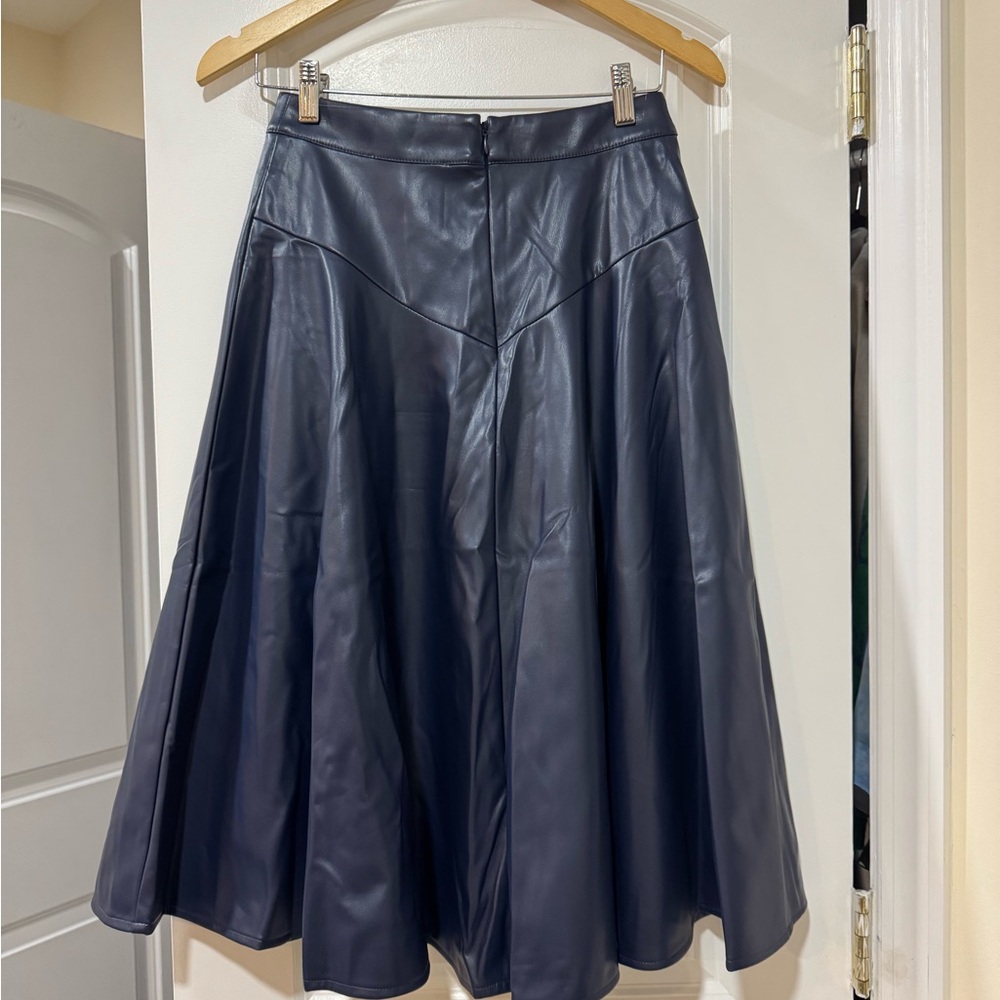 Alexia Admor Lillian Vegan Leather Skirt Navy - Picture 3 of 5